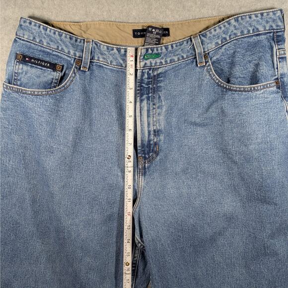 Vintage Tommy Hilfiger Jeans Men Size 40x32 Medium Wash /Denim Leather Patch Y2K - Picture 8 of 13
